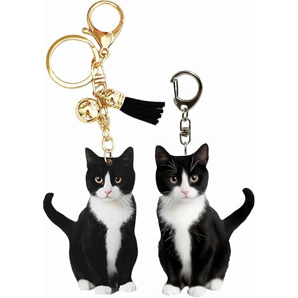 sunaeset cute tuxedo cat keychain, kawaii bag charm car key chain